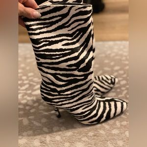 ZARA pony hair zebra boots Sz 38
